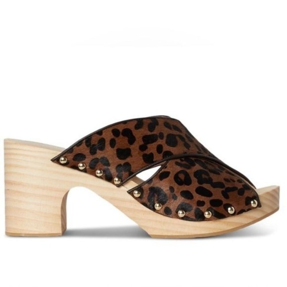 PAIGE Jules Crisscross Platform Sandals in Leopard‎ Print 6.5